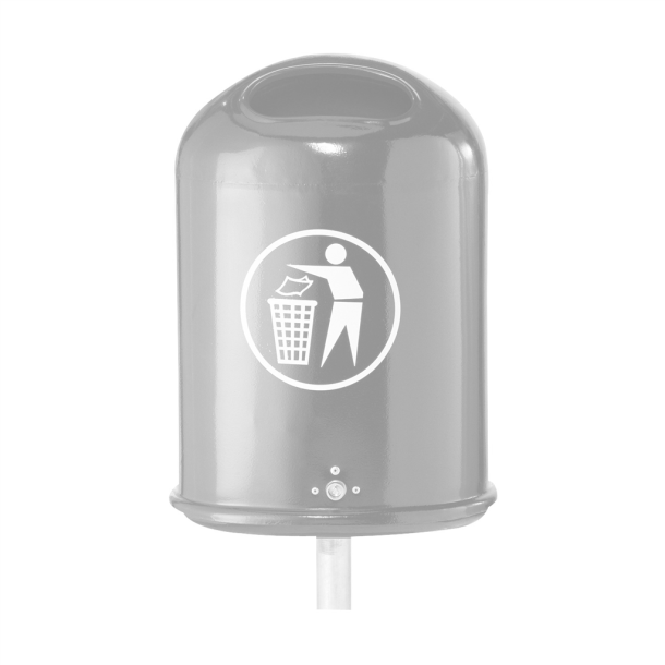 Litter bin, oval, approx. 45 l | hot dipped galvanized | with standingpost 60x1300mm